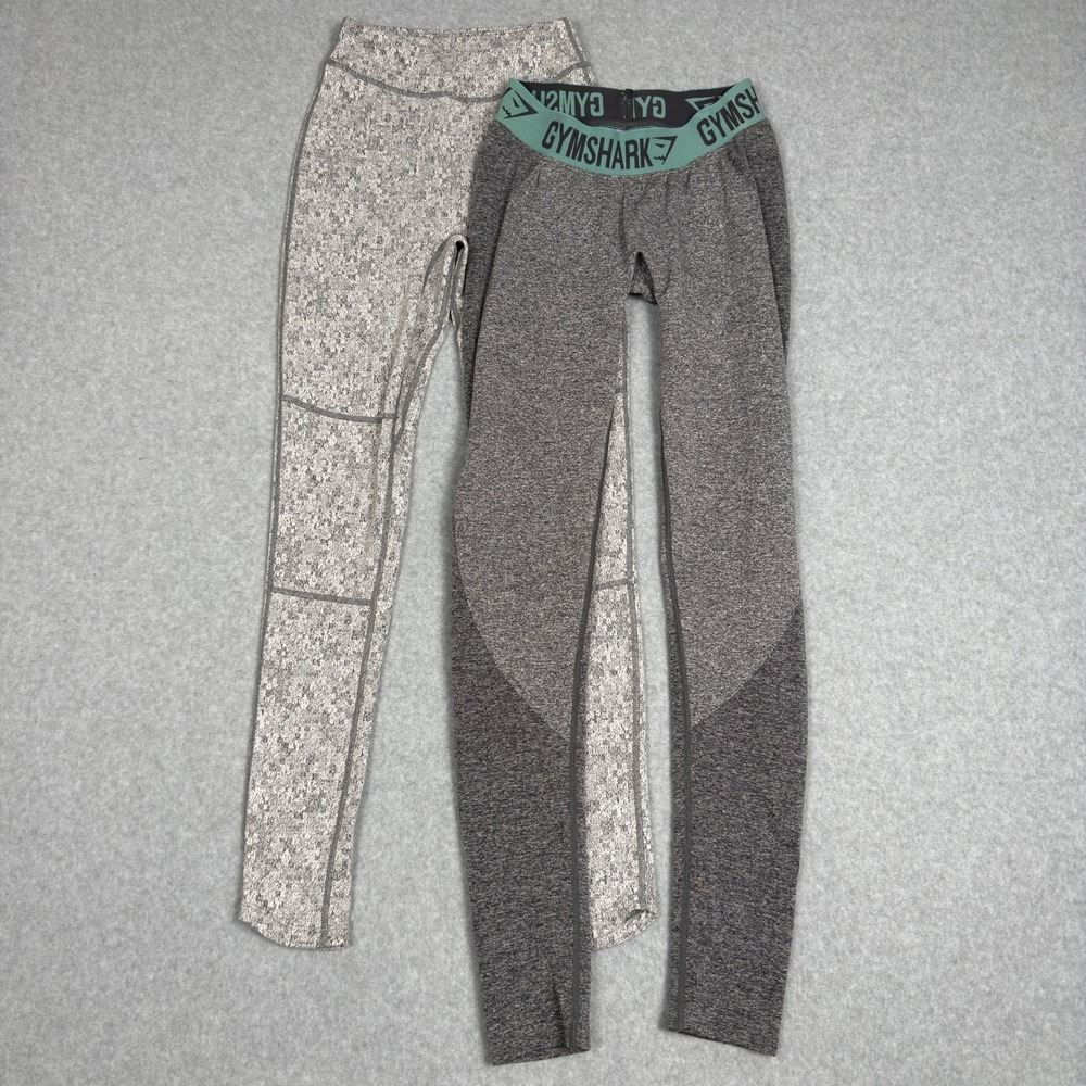 Lot of 2 Gymshark Leggings Gray Workout Fitness Athleisure Gym Size S Bundle